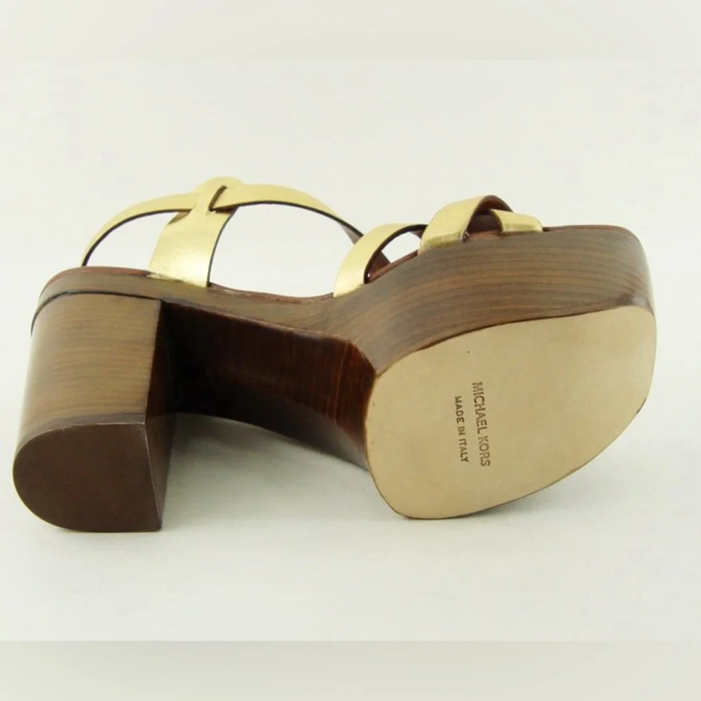 NWOB Michael Kors Collection Camelot Gold Platform Strappy Sandals